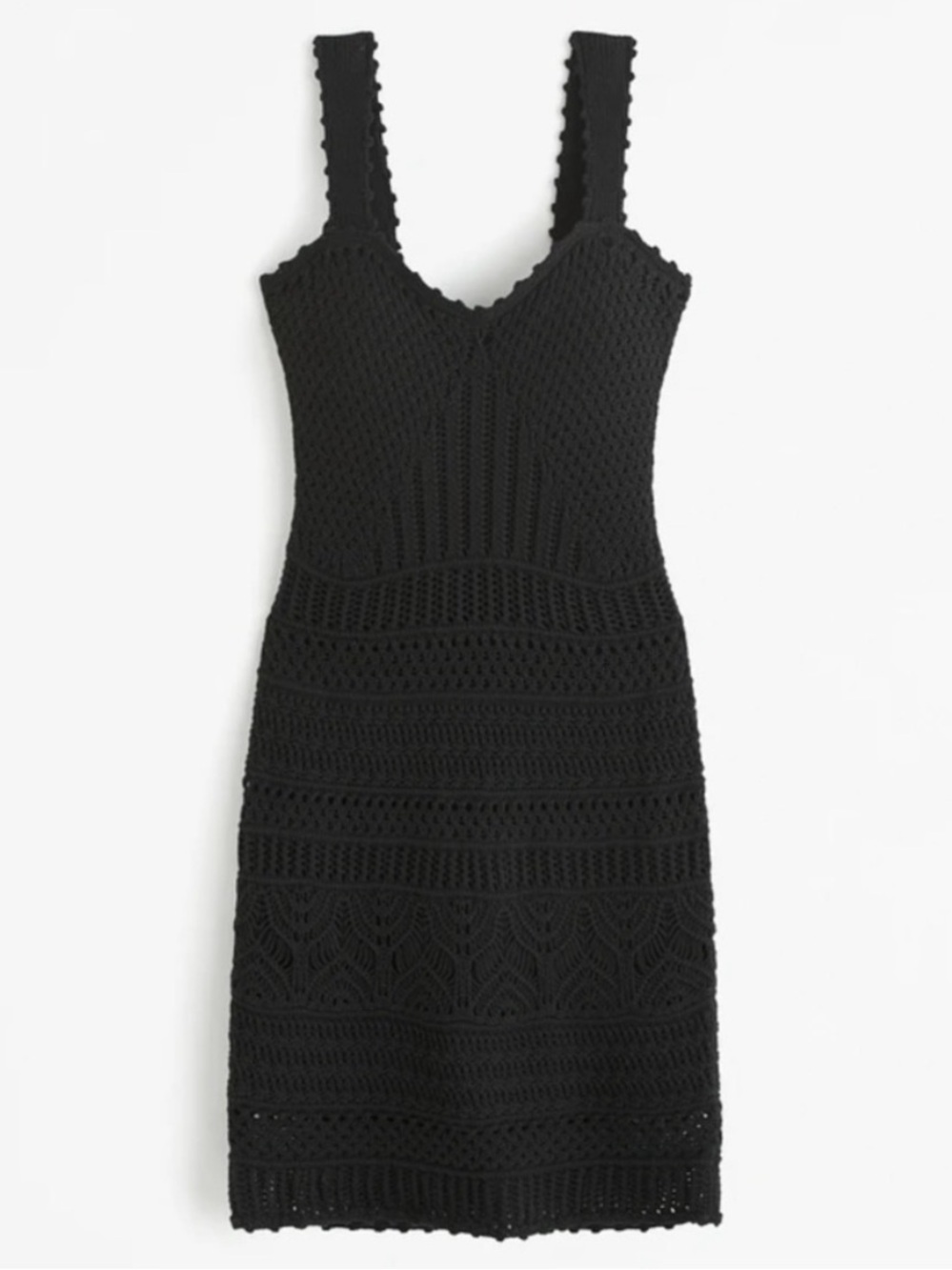 Abercrombie & Fitch Crochet Knit V-Neck Sheath Mini Dress Black Size Small